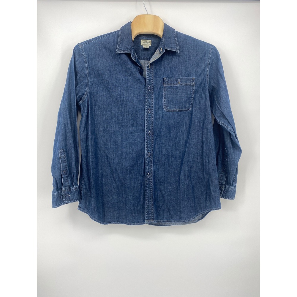 LL Bean Denim Shirt XL Blue Excellent Cotton Long Sleeve Button Down 273029